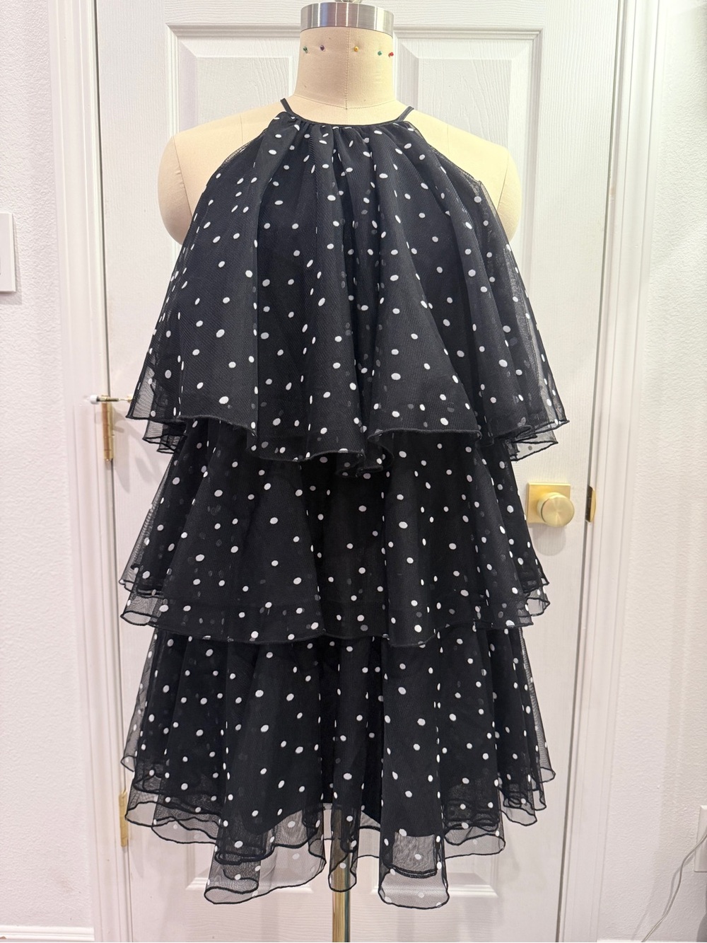 Kate Spade x Target Black with White Polka Dot Ruffled Women’s Party Dress